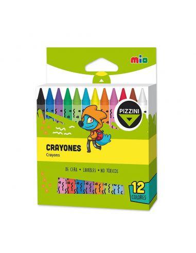 Crayones Pizzini Super 10 X 1 Cm De Cera 9212 X 12