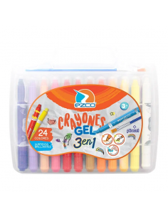 Ezco Crayones Gel Valija Mas Pincel 3 En 1 X 24