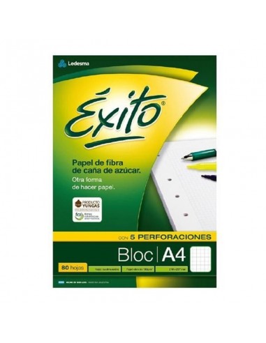 Block Exito Tapa Volcable Cuadriculado A4 Con 5...