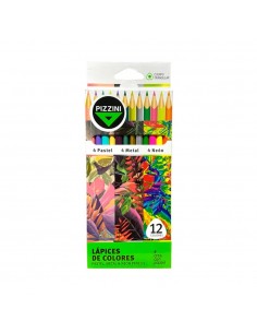 Set De Lapices De Colores 4 Pastel 4 Metalicos 4 Neon...