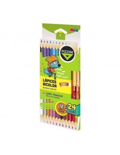 Lapices De Madera Triangulares Bicolores 12 Colores...