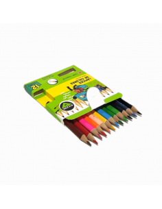 Lapices De Madera Triangulares Cortos 12 Colores Pizzini...