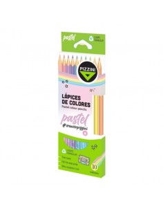 Lapices De Madera Triangulares Largos 10 Colores Pastel...
