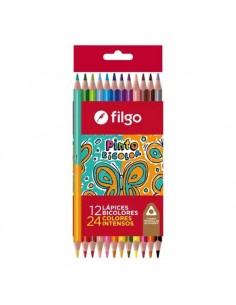 Lapices De Madera Bicolor Filgo Estuche X 12