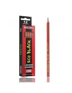 Lapiz Negro Hb De Plastico Sin Goma Ecoblack Util Uno