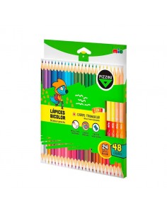 Lapices De Madera Pizzini Bicolor 48 Colores