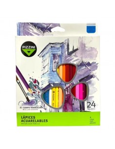Lapices De Madera Pizzini Acuarelables 24 Colores