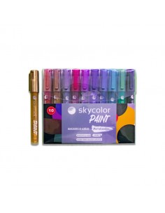 Marcador Acrilico Skycolor Paint Metalicos X 10