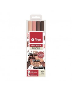 Marcador Filgo Duo Brush Doble Punta Estuche 4 Skin Tones