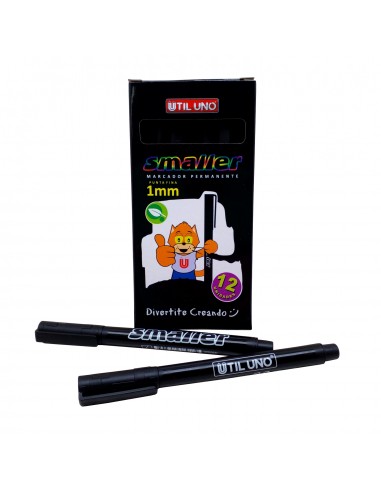 Marcador Util Uno Permanente Punta Fina 1 Mm Negro