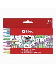 Marcador Filgo Escolar 2220 Glitter Pastel X 8