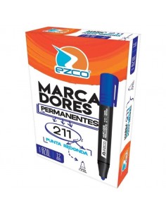 Marcador Ezco Permanente 211 Punta Redonda Azul