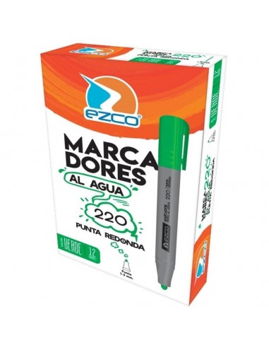 Marcador Al Agua Ezco 220 Punta Redonda Verde