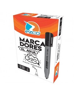 Marcador Al Agua Ezco 220 Punta Redonda Negro