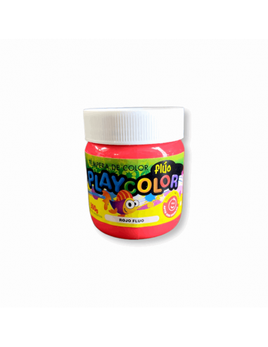 Tempera Playcolor Pote 250 Gr Rojo Fluo