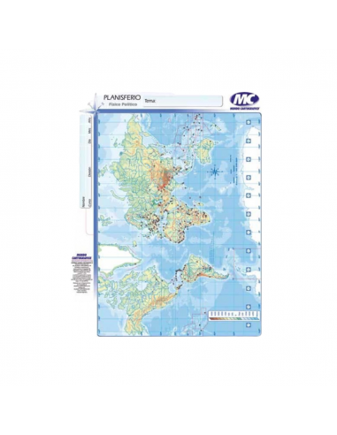 Mapa Planisferio Fisico Politico N3 Alfa
