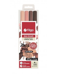 Marcador Filgo Duo Brush Piel Doble Punta Estuche 4 Skin...