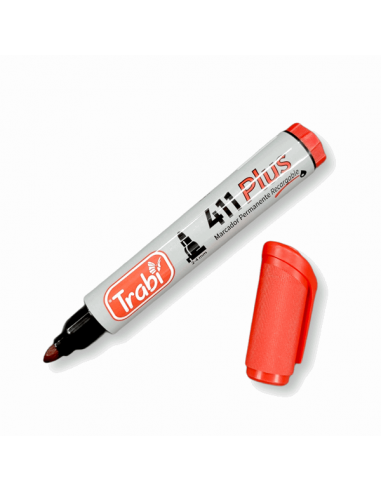 Marcador Trabi Recargable 411 Rojo