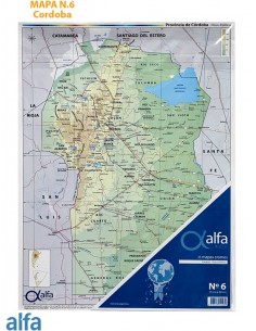 Mapa Cordoba Fisico Politico N6 Alfa