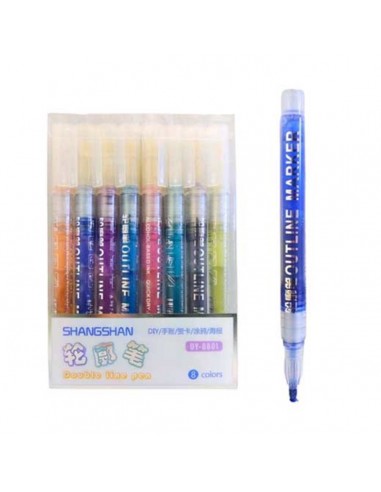 Marcador Colours De Contorno Con Brillo En Caja...