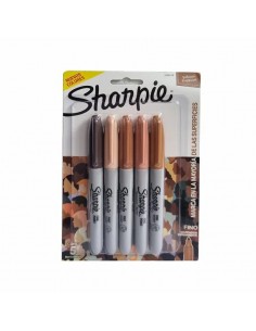 Marcador Sharpie Blister Retrato Punta Fina X 5 Colores