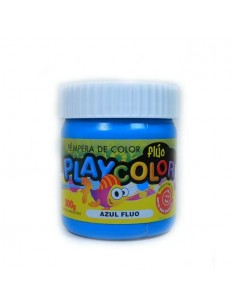 Tempera Playcolor Pote 250 Gr Azul Fluo