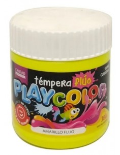 Tempera Playcolor Pote 250 Gr Amarillo Fluo