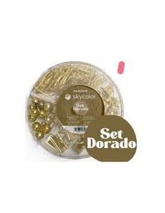 Set Skycolor Dorado Circular Broches