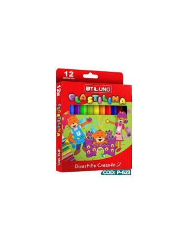 Plastilina Util Uno De Colores X 12 Unid