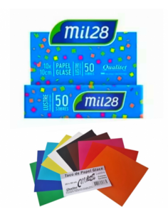 Papel Glase Mil28 Metalizado Taco X 50 Hjs