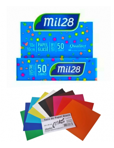 Papel Glase Mil28 Metalizado Taco X 50 Hjs